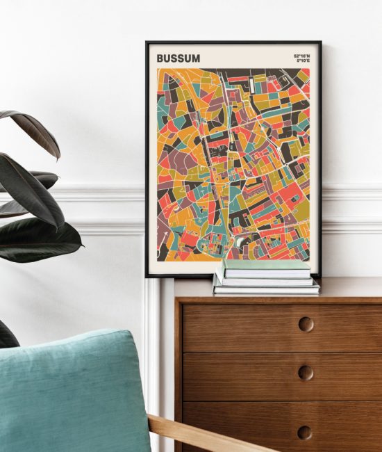 Plattegrond poster Licht Bussum mozaiek stl 07 Mockup stoel kast lijst 03 | Funky Fellow