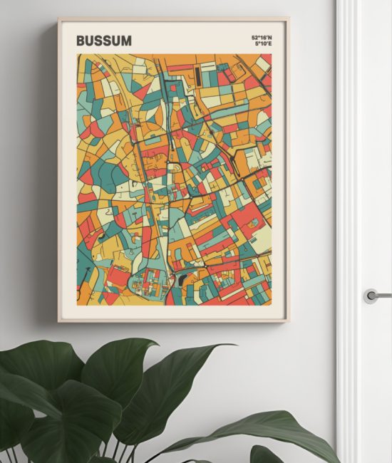 Plattegrond poster Licht Bussum mozaiek stl 08 Mockup muur plant lijst 04 | Funky Fellow