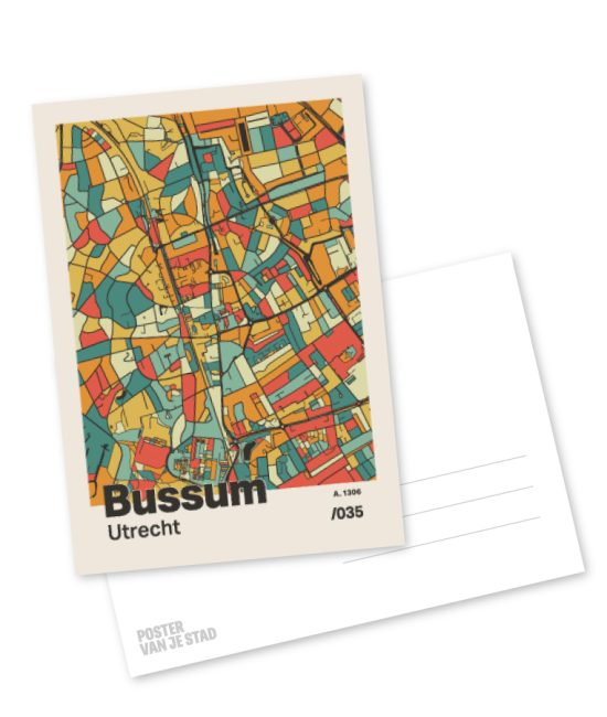 Plattegrond poster Licht Bussum mozaiek stl 08 mockup A6 schaduw voor en achter | Funky Fellow