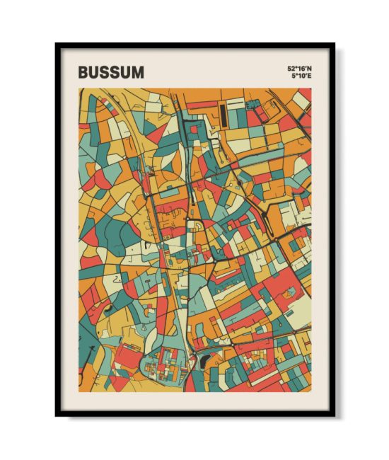 Plattegrond poster Licht Bussum mozaiek stl 08 mockup lijst 05 | Funky Fellow