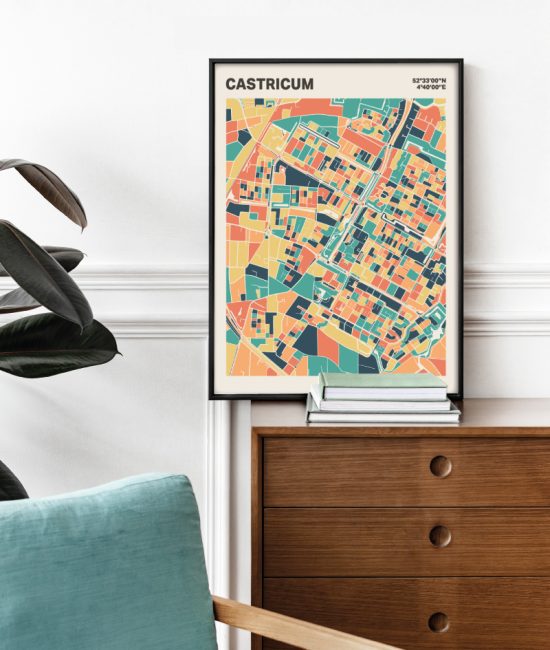 Plattegrond poster Licht Castricum mozaiek stl 01 Mockup stoel kast lijst 03 | Funky Fellow