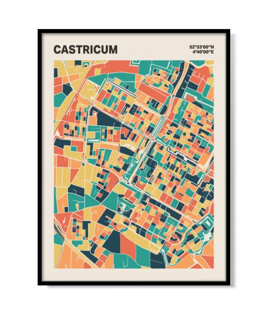 Plattegrond poster Licht Castricum mozaiek stl 01 mockup lijst 05 | Funky Fellow