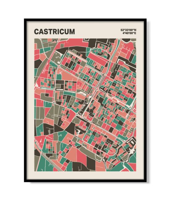 Plattegrond poster Licht Castricum mozaiek stl 02 mockup lijst 05 | Funky Fellow