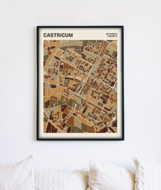 Plattegrond poster Licht Castricum mozaiek stl 03 mockup lijst muur bank 02 | Funky Fellow