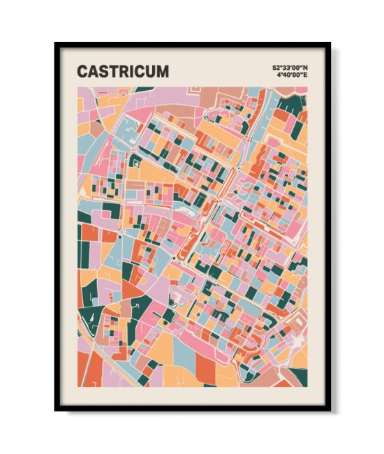Plattegrond poster Licht Castricum mozaiek stl 04 mockup lijst 05 | Funky Fellow