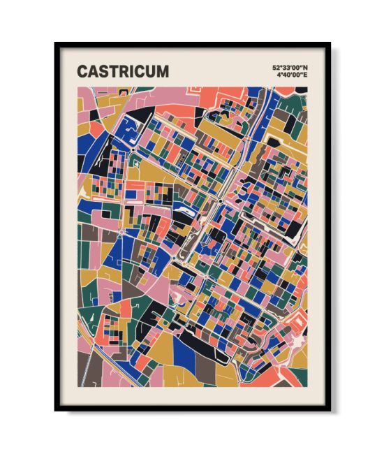 Plattegrond poster Licht Castricum mozaiek stl 05 mockup lijst 05 | Funky Fellow