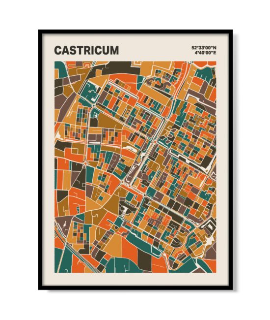 Plattegrond poster Licht Castricum mozaiek stl 06 mockup lijst 05 | Funky Fellow