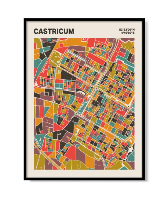 Plattegrond poster Licht Castricum mozaiek stl 07 mockup lijst 05 | Funky Fellow