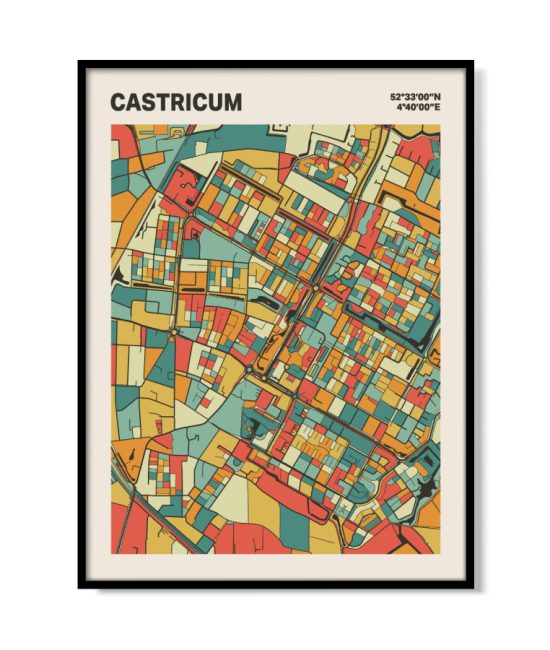 Plattegrond poster Licht Castricum mozaiek stl 08 mockup lijst 05 | Funky Fellow
