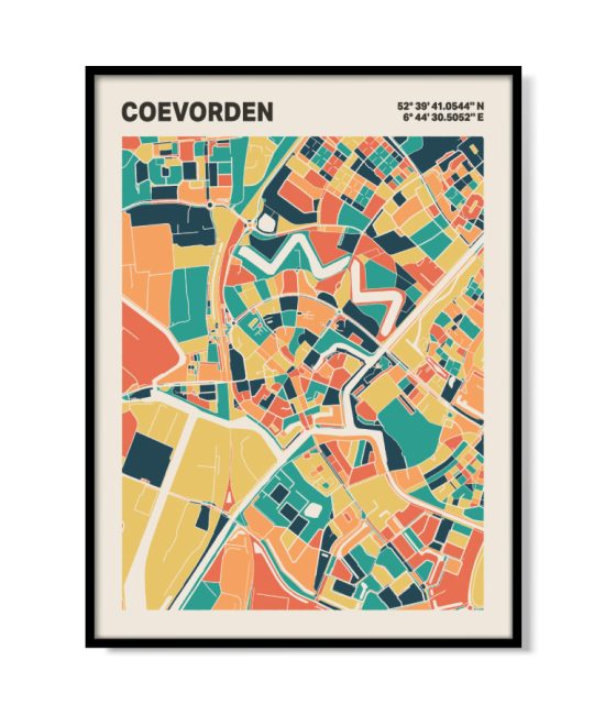 Plattegrond poster Licht Coevorden mozaiek stl 01 4 | Funky Fellow