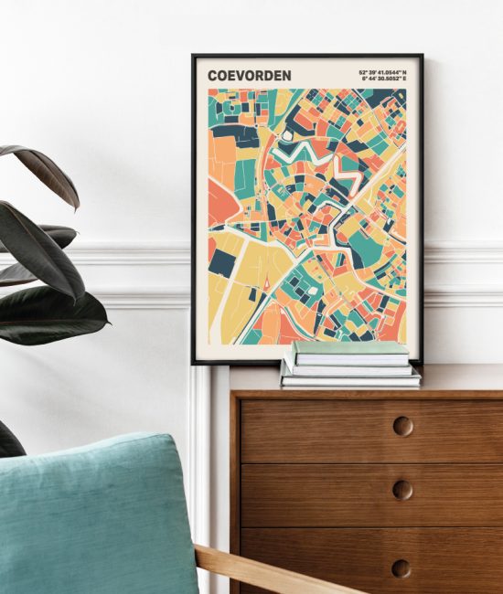 Plattegrond poster Licht Coevorden mozaiek stl 01 | Funky Fellow