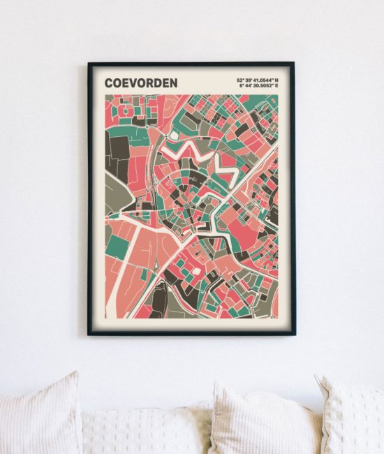 Plattegrond poster Licht Coevorden mozaiek stl 02 2 | Funky Fellow