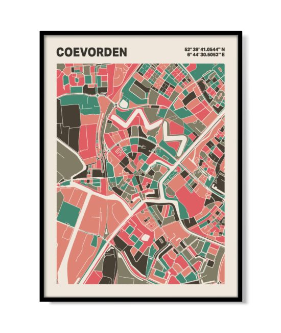 Plattegrond poster Licht Coevorden mozaiek stl 02 3 | Funky Fellow