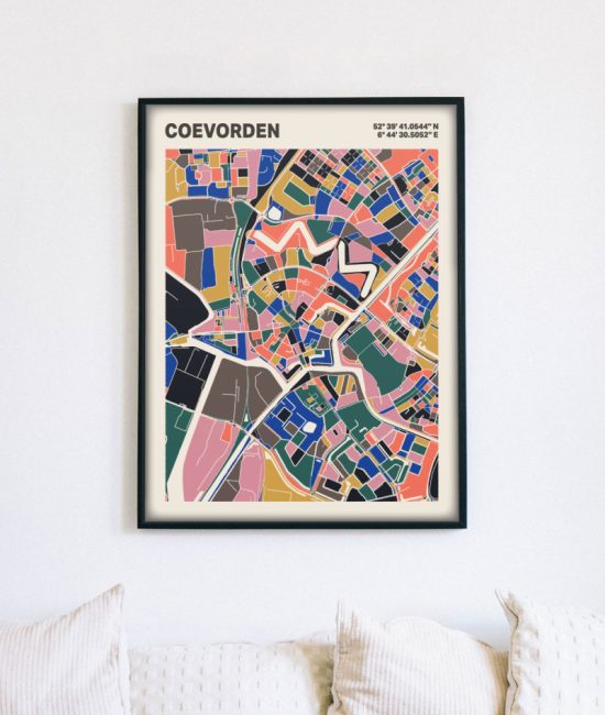 Plattegrond poster Licht Coevorden mozaiek stl 05 2 | Funky Fellow