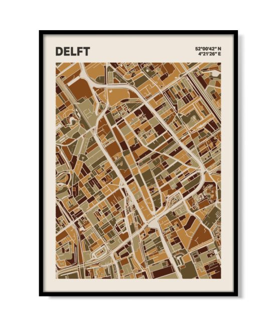Plattegrond poster Licht Delft mozaiek stl 03 mockup lijst 05 | Funky Fellow