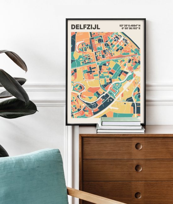 Plattegrond poster Licht Delfzijl mozaiek stl 01 2 | Funky Fellow