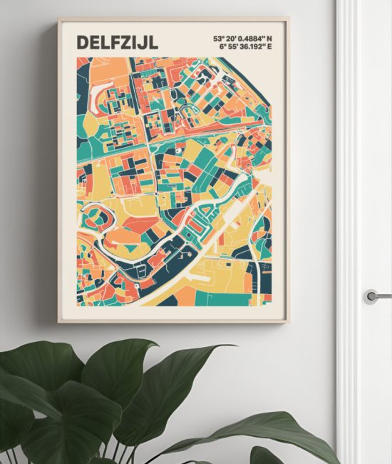 Plattegrond poster Licht Delfzijl mozaiek stl 01 4 | Funky Fellow