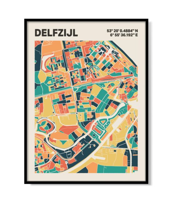 Plattegrond poster Licht Delfzijl mozaiek stl 01 5 | Funky Fellow