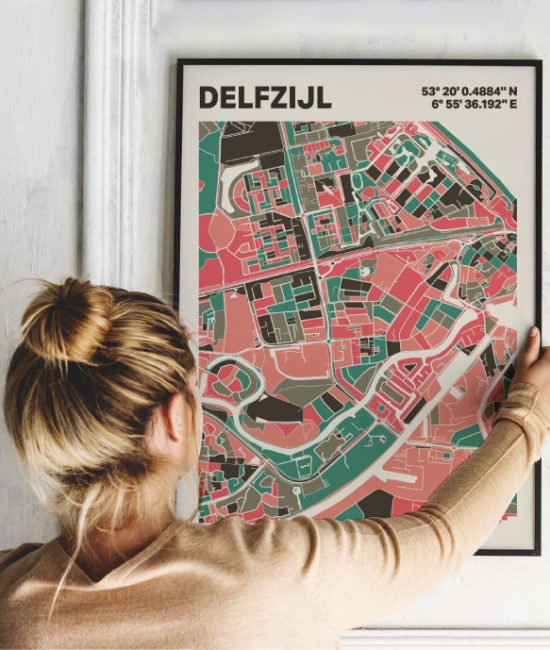 Plattegrond poster Licht Delfzijl mozaiek stl 02 1 | Funky Fellow