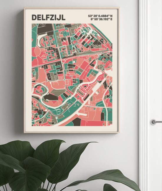 Plattegrond poster Licht Delfzijl mozaiek stl 02 4 | Funky Fellow