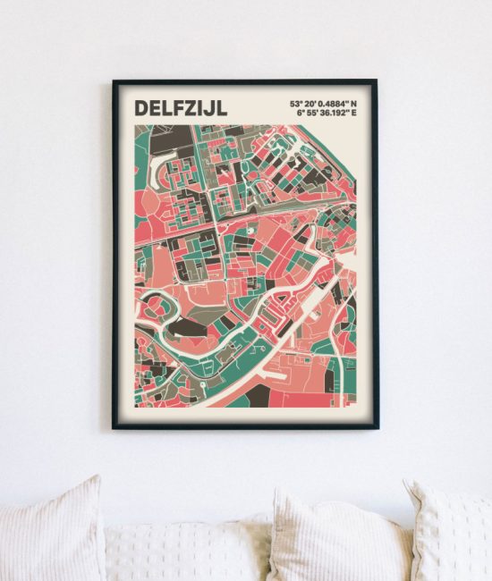 Plattegrond poster Licht Delfzijl mozaiek stl 02 5 | Funky Fellow