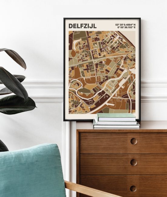 Plattegrond poster Licht Delfzijl mozaiek stl 03 2 | Funky Fellow