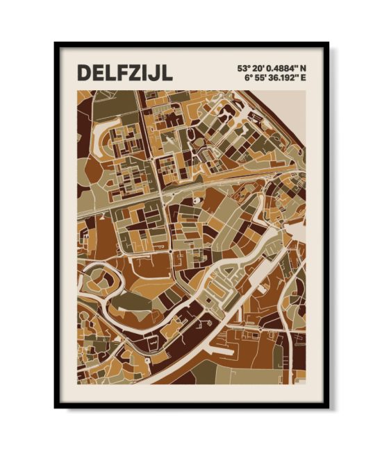 Plattegrond poster Licht Delfzijl mozaiek stl 03 | Funky Fellow