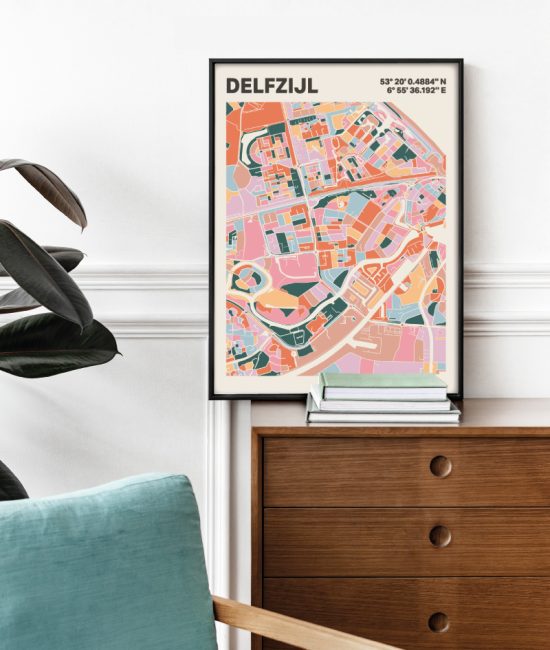 Plattegrond poster Licht Delfzijl mozaiek stl 04 2 | Funky Fellow