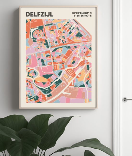 Plattegrond poster Licht Delfzijl mozaiek stl 04 4 | Funky Fellow
