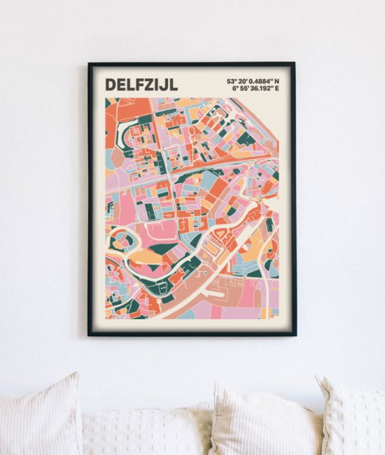 Plattegrond poster Licht Delfzijl mozaiek stl 04 5 | Funky Fellow