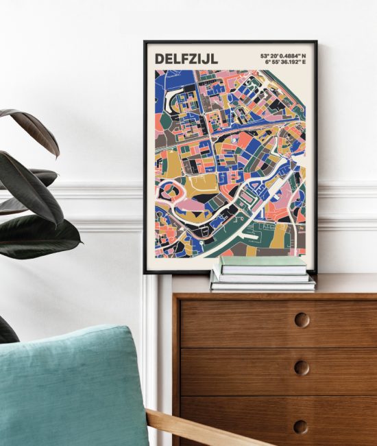 Plattegrond poster Licht Delfzijl mozaiek stl 05 2 | Funky Fellow