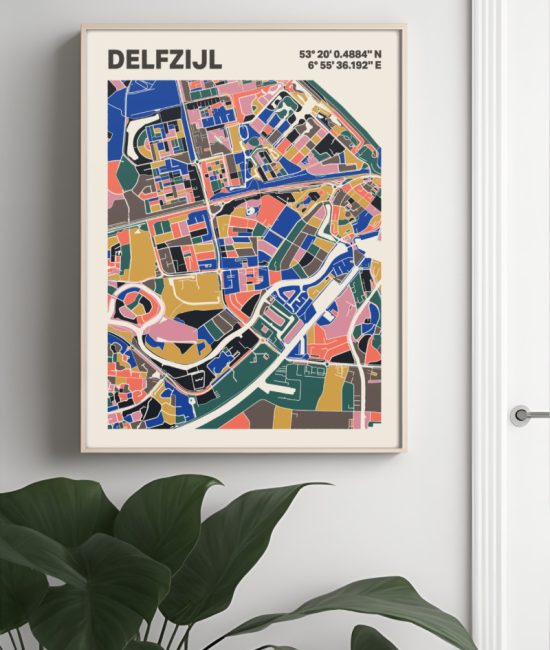 Plattegrond poster Licht Delfzijl mozaiek stl 05 4 | Funky Fellow
