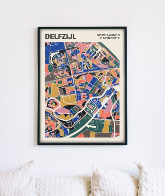 Plattegrond poster Licht Delfzijl mozaiek stl 05 5 | Funky Fellow