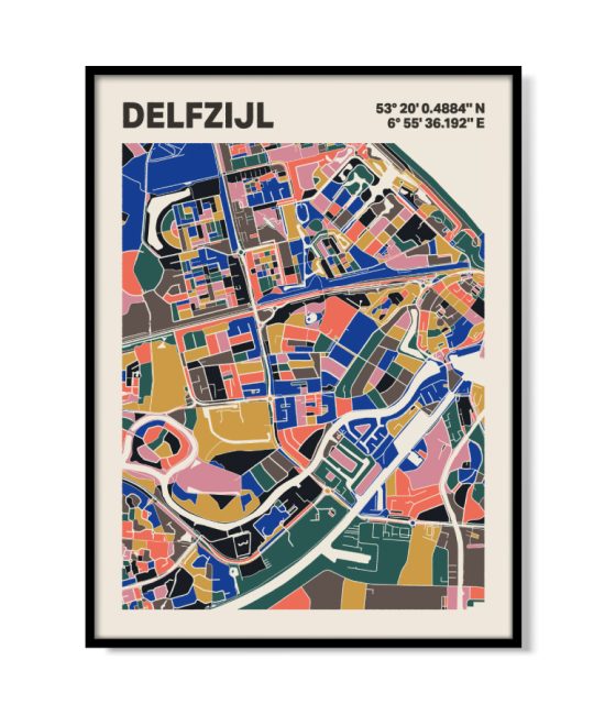 Plattegrond poster Licht Delfzijl mozaiek stl 05 | Funky Fellow
