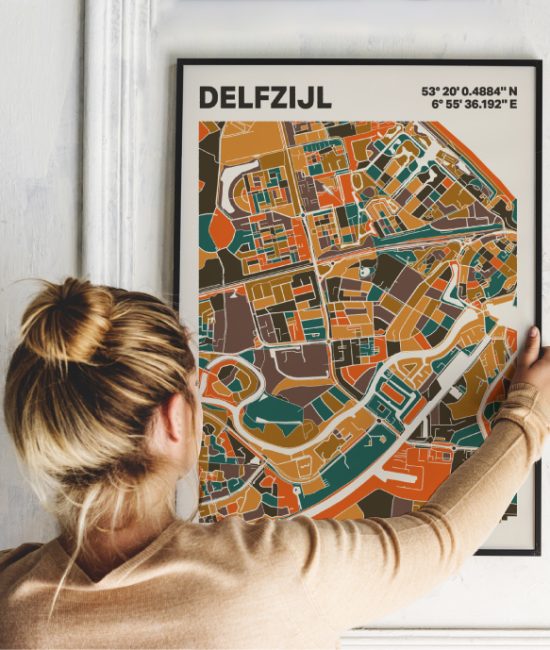 Plattegrond poster Licht Delfzijl mozaiek stl 06 1 | Funky Fellow