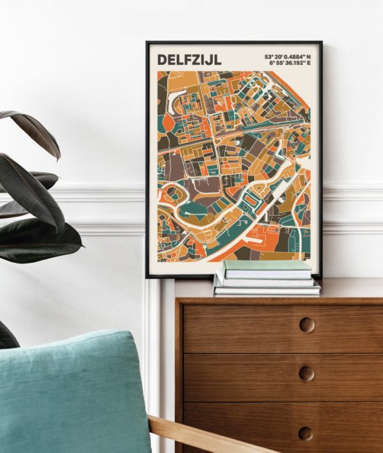 Plattegrond poster Licht Delfzijl mozaiek stl 06 2 | Funky Fellow