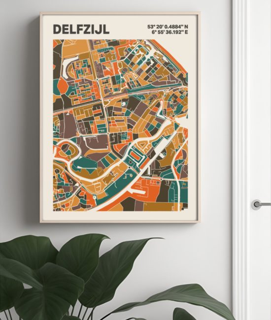 Plattegrond poster Licht Delfzijl mozaiek stl 06 4 | Funky Fellow