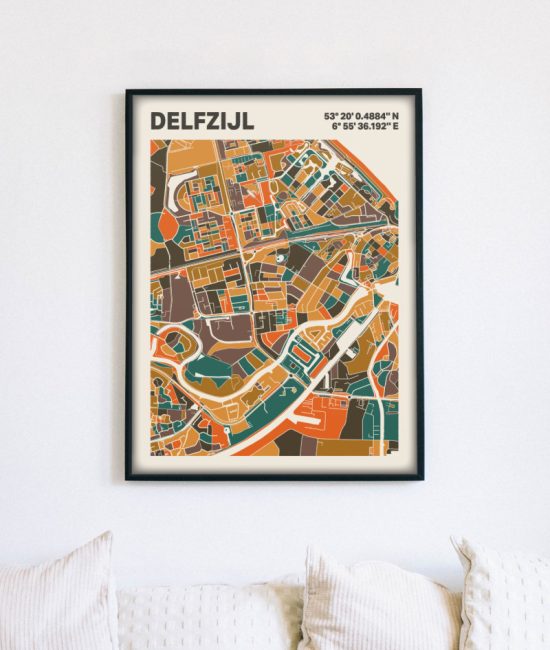 Plattegrond poster Licht Delfzijl mozaiek stl 06 5 | Funky Fellow