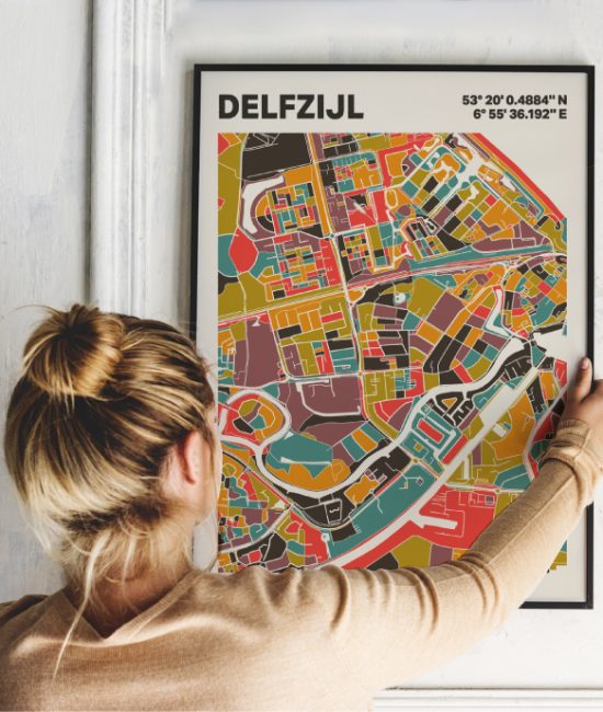 Plattegrond poster Licht Delfzijl mozaiek stl 07 1 | Funky Fellow