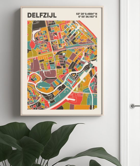 Plattegrond poster Licht Delfzijl mozaiek stl 07 4 | Funky Fellow