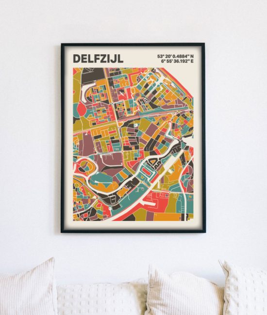 Plattegrond poster Licht Delfzijl mozaiek stl 07 5 | Funky Fellow