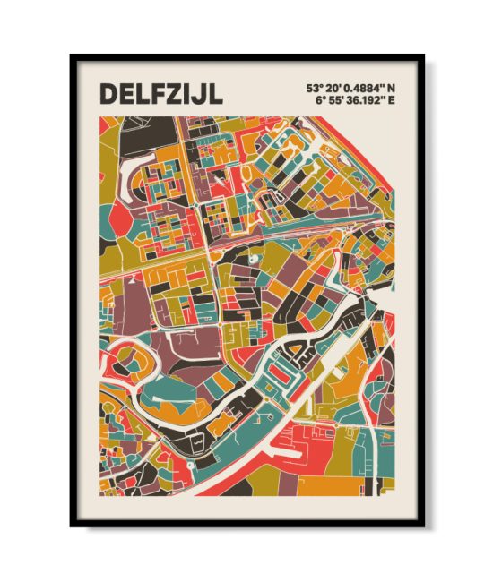 Plattegrond poster Licht Delfzijl mozaiek stl 07 | Funky Fellow