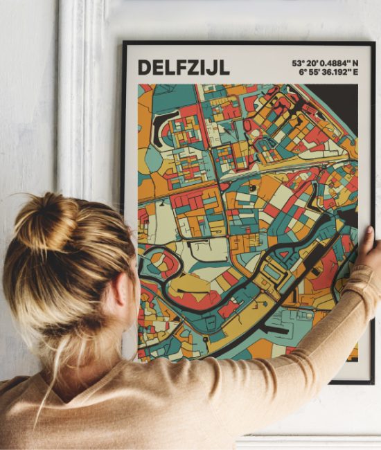Plattegrond poster Licht Delfzijl mozaiek stl 08 1 | Funky Fellow