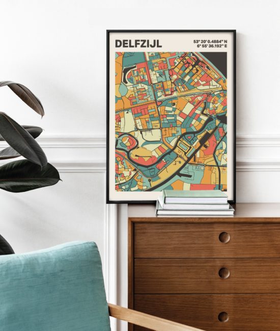 Plattegrond poster Licht Delfzijl mozaiek stl 08 2 | Funky Fellow