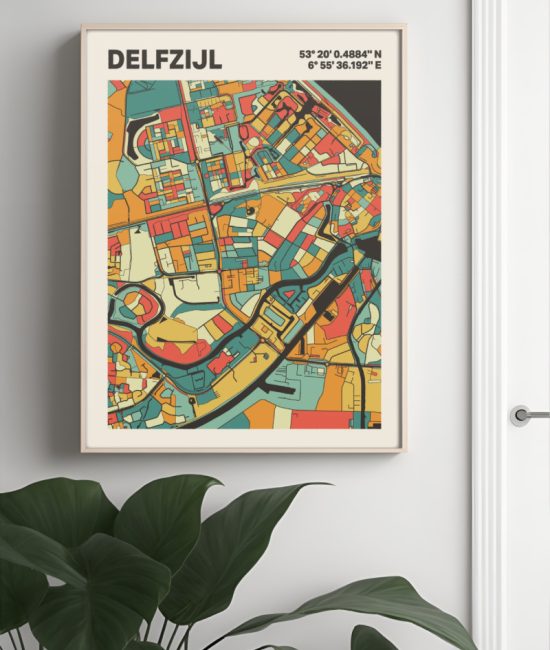 Plattegrond poster Licht Delfzijl mozaiek stl 08 4 | Funky Fellow