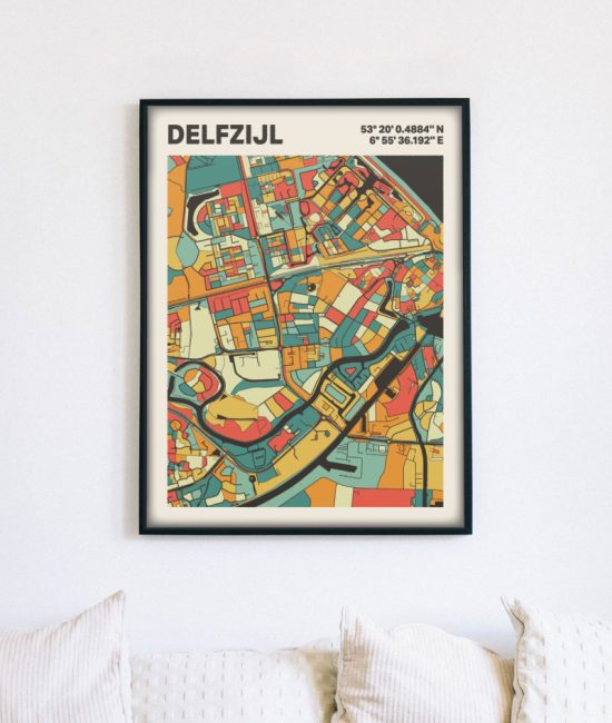 Plattegrond poster Licht Delfzijl mozaiek stl 08 5 | Funky Fellow