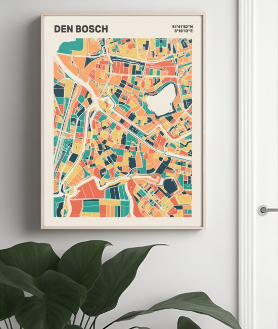 Plattegrond poster Licht Den Bosch mozaiek stl 01 Mockup muur plant lijst 04 | Funky Fellow