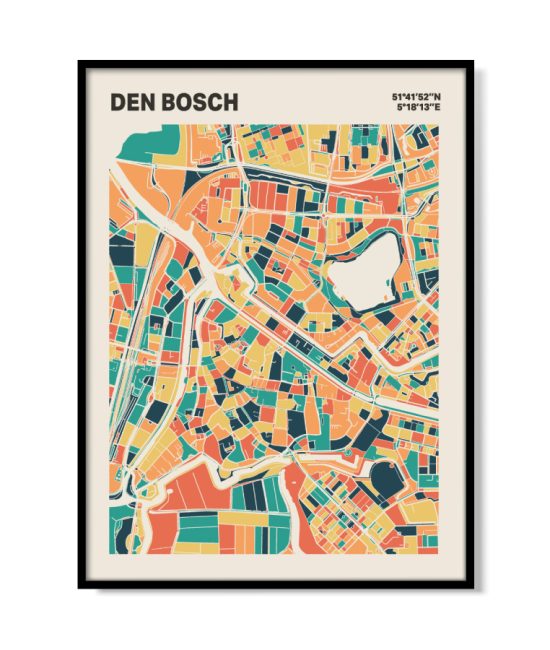 Plattegrond poster Licht Den Bosch mozaiek stl 01 mockup lijst 05 | Funky Fellow