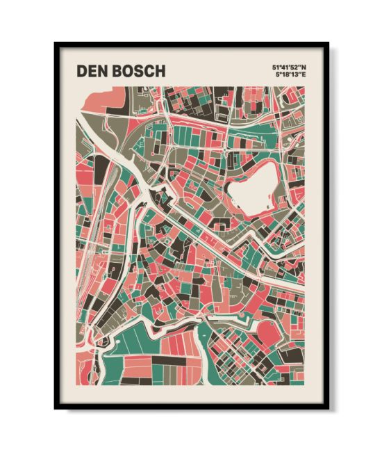 Plattegrond poster Licht Den Bosch mozaiek stl 02 mockup lijst 05 | Funky Fellow