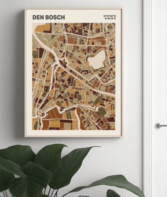 Plattegrond poster Licht Den Bosch mozaiek stl 03 Mockup muur plant lijst 04 | Funky Fellow